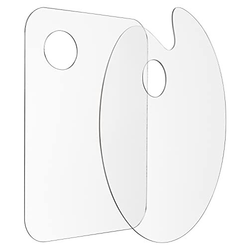 Tamaki 2 Pack 11.8 x 7.9 Inch Acrylic Paint Palette with Thumb Hole Clear Paint Pallet