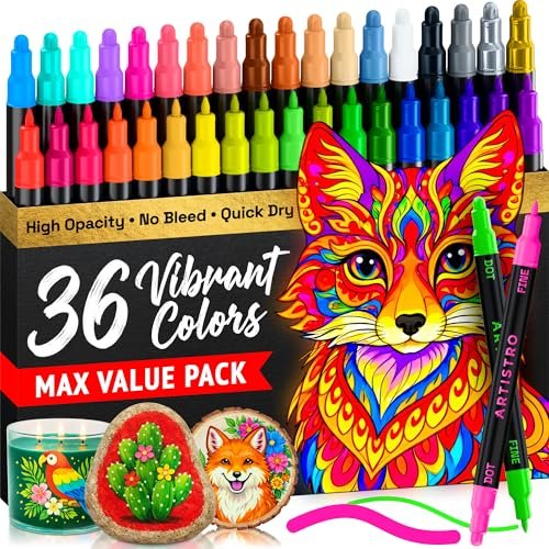 ARTISTRO 36 Precision Dual-Tip Acrylic Paint Markers