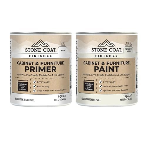 Stone Coat Cabinet Primer 1 Quart & Porcelain Moon 1 Quart Paint Bundle
