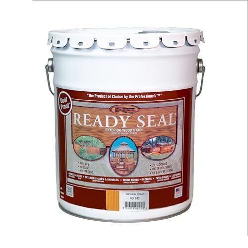 Ready Seal Exterior Wood Stain | Semi-Transparent Oil-Based Formula | Professional Grade Stain and Sealer in One | Ideal for Decks, Fences, Pergolas, Wood Siding & More | 5 Gallon | Natural Cedar