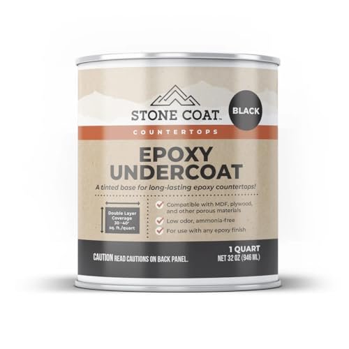 Stone Coat Countertops Black Epoxy Undercoat – Epoxy Paint and Epoxy Primer for Coating MDF, Plywood, and Porous Materials! Great for DIY Epoxy Countertop Kit! 1 Quart, 32 Fl Oz