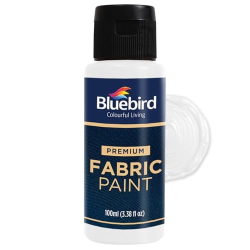 BLUEBIRD Fabric Paint, White, 3.4 Fl Oz