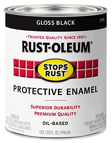 Rust-Oleum 7779504 Stops Rust Brush On Paint, Quart, Gloss Black