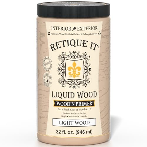 Retique It Wood'n Primer - Paint it then stain it - Stainable Wood Fiber Paint (Light Wood, Large)