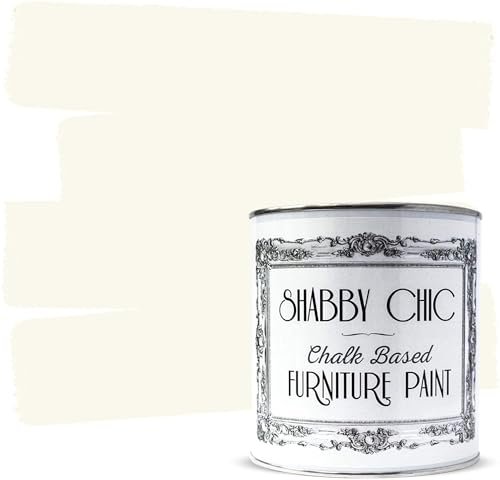 Shabby Chic Chalk Furniture Paint: Luxurious Chalk Finish Craft Paint for Home Decor, DIY, Wood Cabinets - All-in-One Paints with Rustic Matte Finish [Antique White]