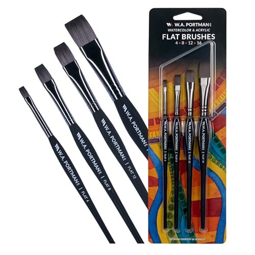 WA Portman Flat Paint Brushes Professional 4pc Set
