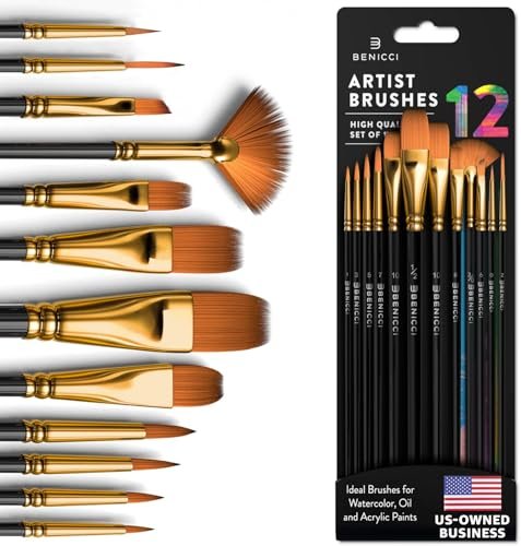 Professional Artist Paint Brush Set of 12