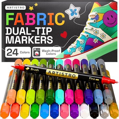 ARTISTRO 24 Dual-Tip Fabric Markers - Fabric Decorating Kit