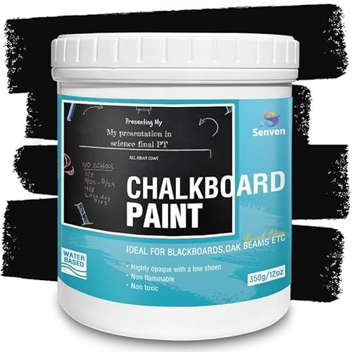 Chalkboard Paint Black Chalk Board Paint for Wood, Metal, Glass, Wall, Plaster Boards Sign, Frame, Interior/Exterior