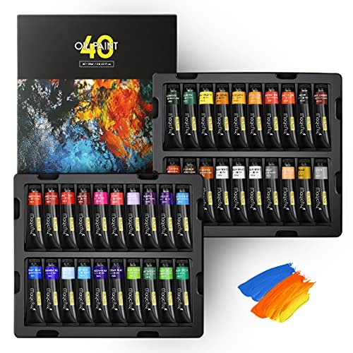 Magicfly Oil Paint, 40pcs(18ml/0.6oz), Rich Pigments Vibrant Non Toxic Paints