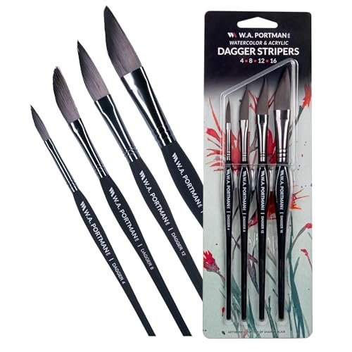 WA Portman Dagger Watercolor Paint Brushes Professional 4pc Set