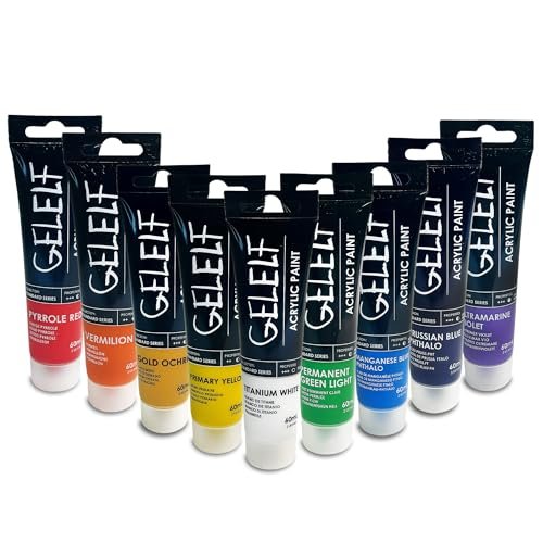 Acrylic Paint Gel Plates Printing Paint Perfect Transfer Special Acrylic Paint Sets for Gel Plate Printmaking Supplies 9-Colors,Total 540ml,18-oz (White Color Set)